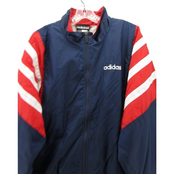 VINTAGE Adidas Jacket Large Track Warm Up Windbreaker 90s Retro Coat * - Picture 2 of 14